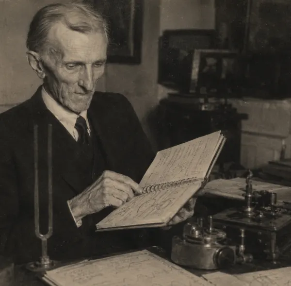 Nikola Tesla in his final years, c. 1942
